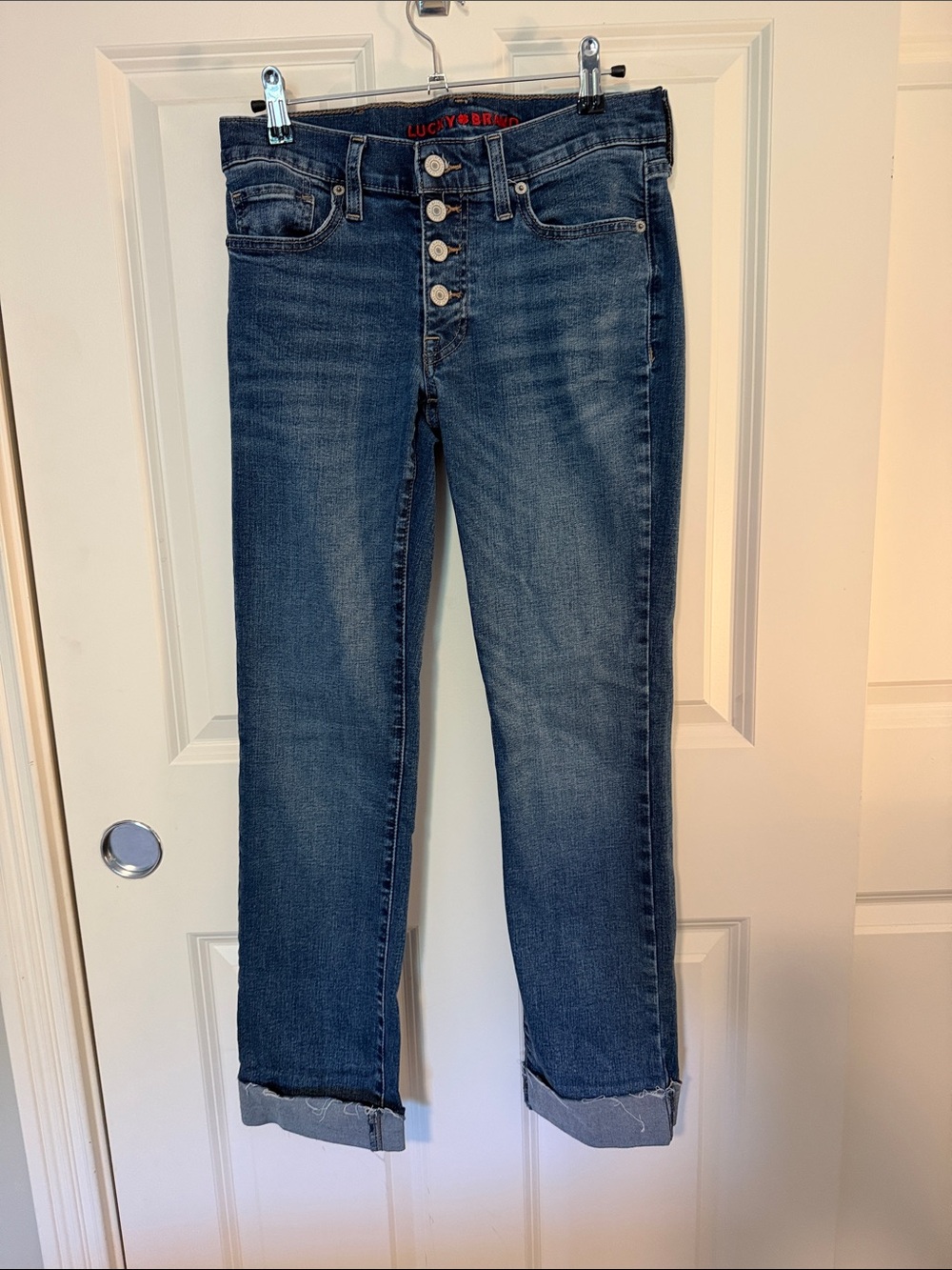 Lucky Brand SWEET Mid rise Women's Mid Wash Straight Leg Jeans with Button Fly